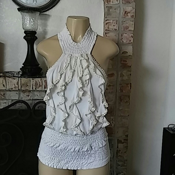 A'GACI ruffled/shirred halter top - Picture 1 of 8